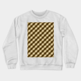 Brown and Tan Retro 60s Check Gingham Plaid Crewneck Sweatshirt